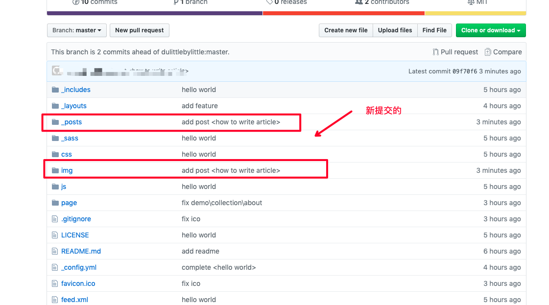 首先自己提交并且push